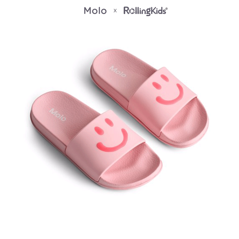 Molo 儿童凉拖鞋男女童笑脸粉色拖鞋休闲百搭丨RollingKids