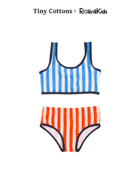 tinycottons 女童浅蓝色条纹分体泳衣时尚泳装丨RollingKids