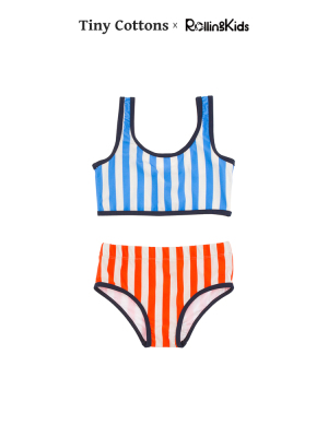 tinycottons浅蓝色条纹分体泳衣