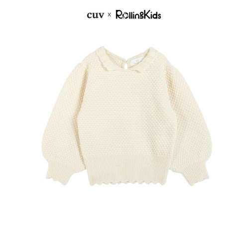 CUV 儿童套头针织衫白色百搭上衣丨RollingKids
