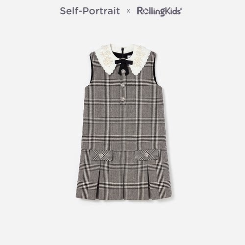 Self-Portrait 女童气质甜美无袖格纹连衣裙背带裙丨RollingKids