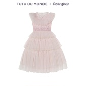TUTU RollingKids 女童小香风粉色网纱连衣裙甜美长裙 MONDE