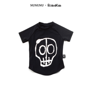 分体泳装 NUNUNU 短袖 时尚 RollingKids 男童黑色泳衣时尚