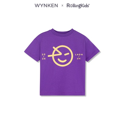 WYNKEN 男女童紫色圆领短袖T恤印花宽松百搭上衣丨RollingKids
