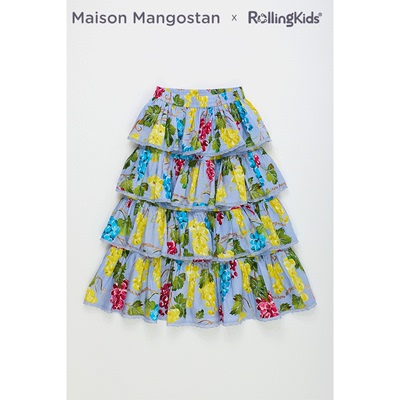 Maison Mangostan彩色半身裙女松紧多层蛋糕裙A字裙丨RollingKids