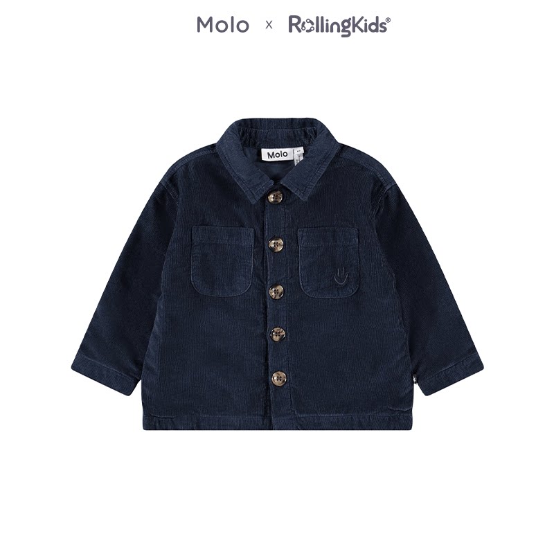 Molo 儿童翻领外套男童女童藏青色休闲上衣夹克丨RollingKids