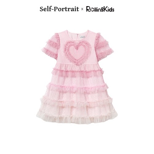 Self-Portrait 女童浅粉色连衣裙甜美丨RollingKids
