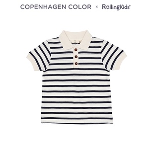 COPENHAGEN COLOR 儿童条纹短袖翻领纽扣针织衫丨RollingKids