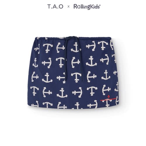 T.A.O 藏青色半身裙女童松紧腰休闲短裙丨RollingKids