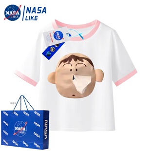 NASA联名阿呆抽纸纯棉T恤男女童设计感儿童装随身带纸肥嘟嘟衣服