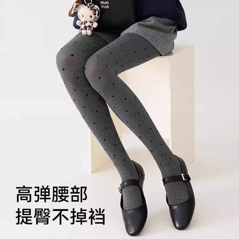 灰色波点打底裤女秋冬季外穿加厚