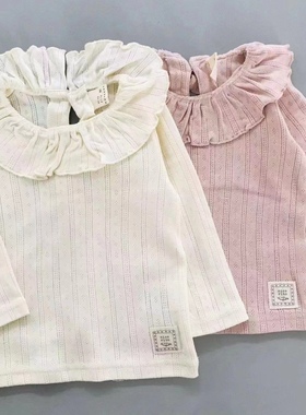 日单nico rito娃娃领高弹软糯荷叶边纯色内搭打底上衣女宝