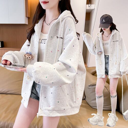 女大童连帽卫衣夹克外套春秋装初高中生少女超好看学院风棒球服潮