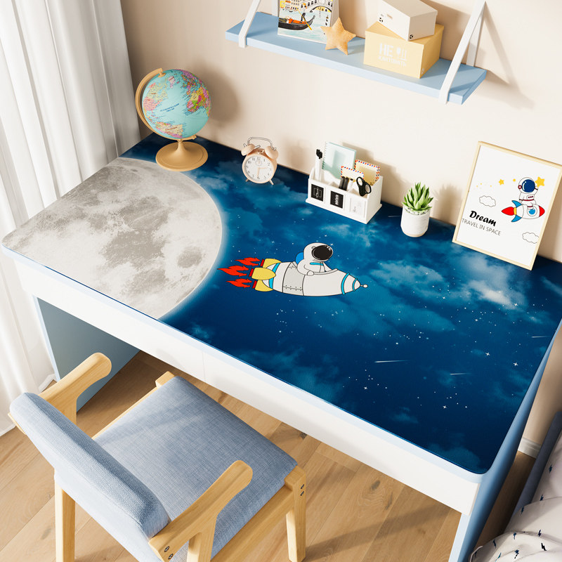 ins风学生学习皮革书桌垫儿童宇航员电脑桌写字台防水防油pvc桌布