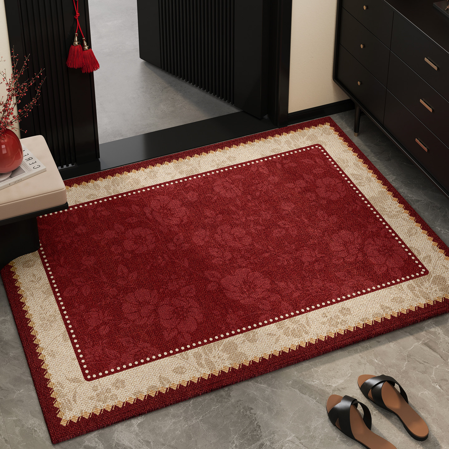 2026新款入户门地垫红色门口脚垫新年氛围感地毯防滑耐磨玄关门垫,居家布艺,入户地垫,淘宝优惠券,粉丝福利购,淘宝优惠卷