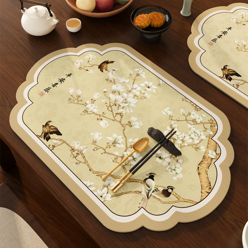 新中式餐垫防烫隔热茶几桌面茶具杯垫餐桌防水防油免洗碗碟筷垫子,居家布艺,餐垫,淘宝优惠券,粉丝福利购,淘宝优惠卷