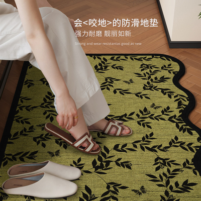 中古风绿色自由裁剪入户地垫脚垫