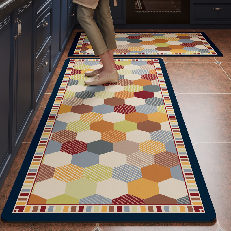 厨房地垫防滑防油可擦免洗专用脚垫防水耐脏家用皮革pvc地毯整铺