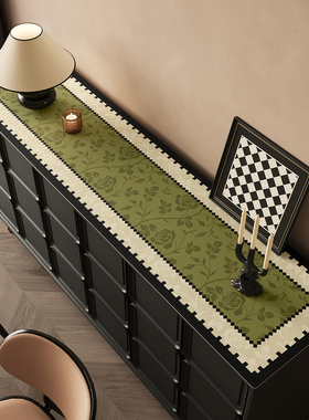 中古风门口鞋柜垫绿色餐边柜电视柜桌垫防油防水餐桌布台面保护垫