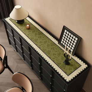 中古风门口鞋柜垫绿色餐边柜电视柜桌垫防油防水餐桌布台面保护垫