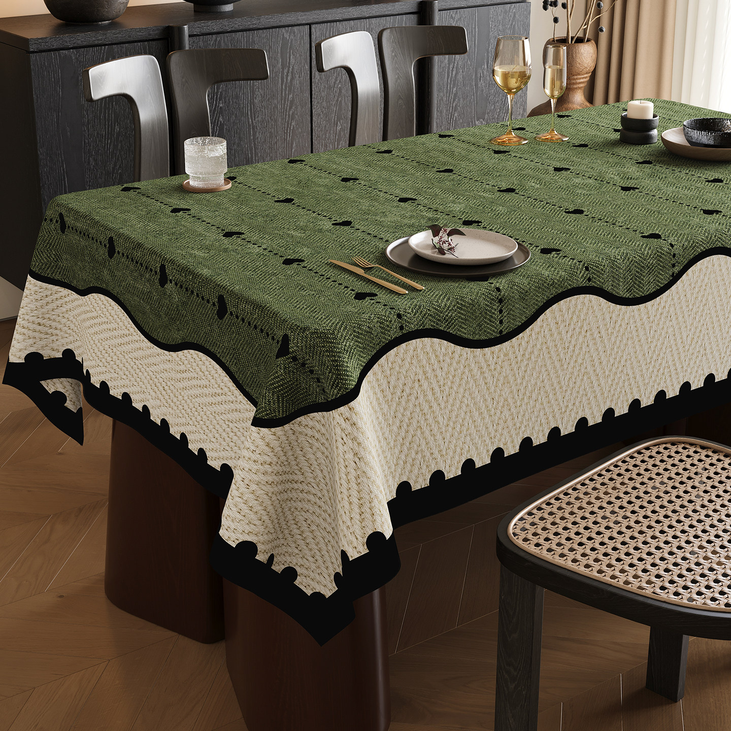 绿色法式中古风餐桌垫棉麻布艺桌布免洗防水防油防烫茶几桌保护垫,居家布艺,桌布,淘宝优惠券,粉丝福利购,淘宝优惠卷