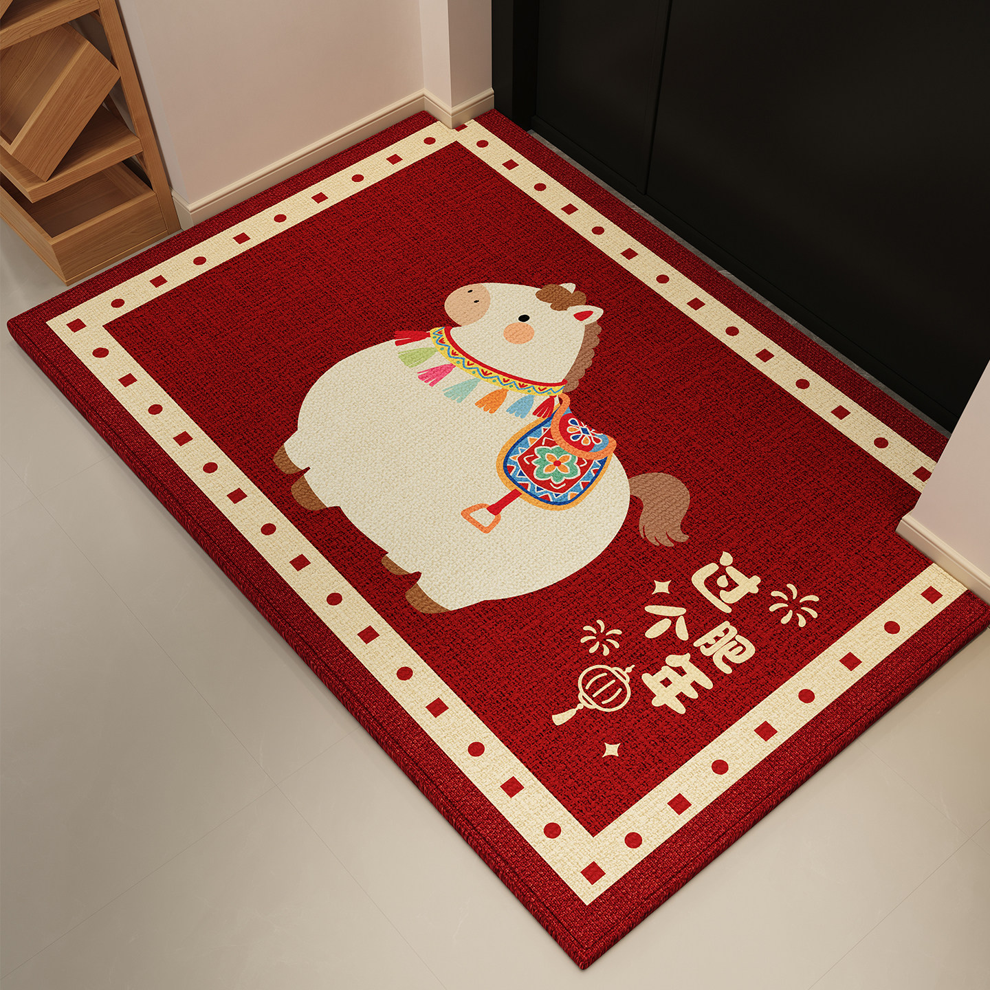 过年喜庆氛围感入户门地垫马年新款家用脚垫红地毯可裁剪玄关门垫,居家布艺,入户地垫,淘宝优惠券,粉丝福利购,淘宝优惠卷