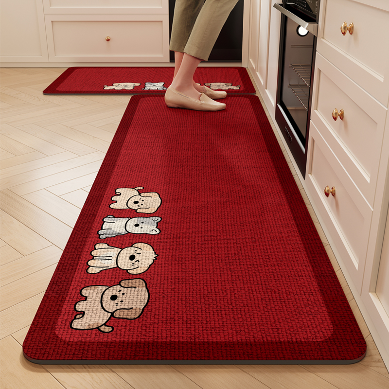 厨房地垫防滑防油可擦免洗吸水吸油专用垫脚垫子2025新款红色地毯