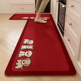 厨房地垫防滑防油可擦免洗吸水吸油专用垫脚垫子2025新款 红色地毯