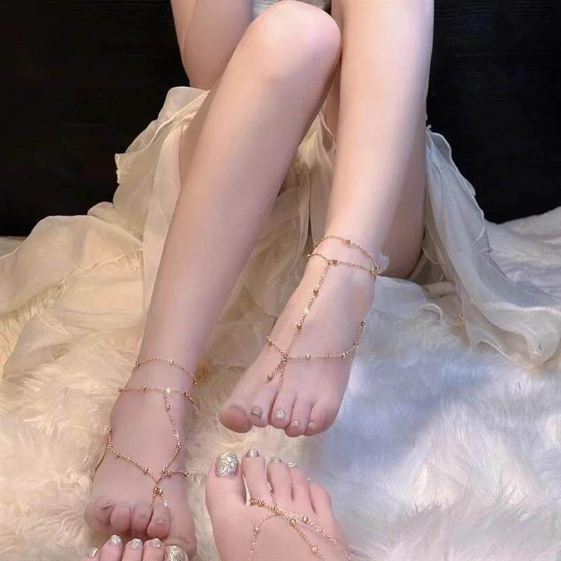 少女 千金朱砂玉足脚链女新款潮招财性感秋冬约会神链精致战饰