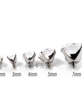 [HAKNS] 锆石爪钻耳钉头F136钛合金防过敏适配16g螺纹款2.5mm~7mm