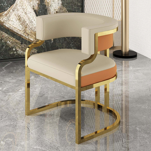 轻奢餐椅简约接待洽谈美甲美容院椅子售楼处休闲沙发椅化妆椅