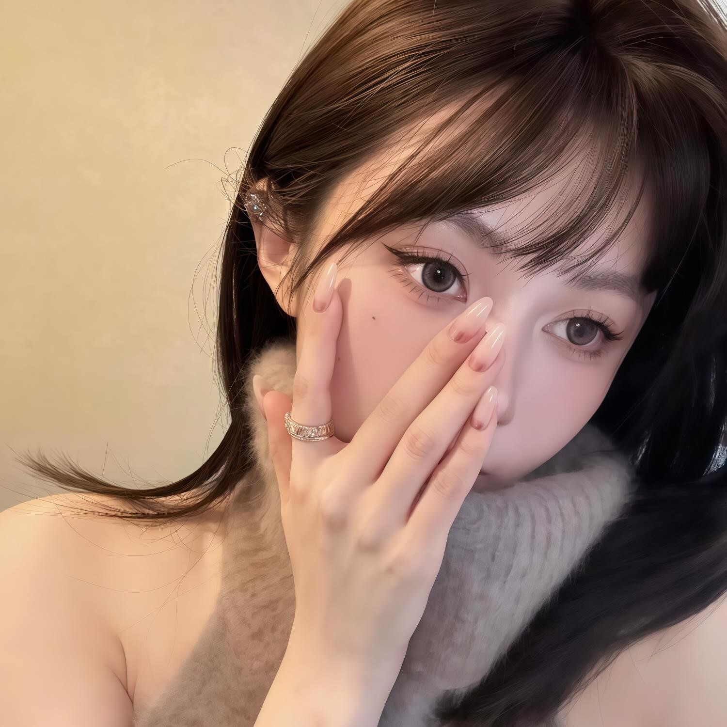 2026新款欧美高级感显白裸色魔镜粉镜面渐变穿戴甲手工光疗婚甲