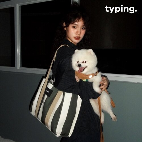 条纹大容量托特通勤typing包包