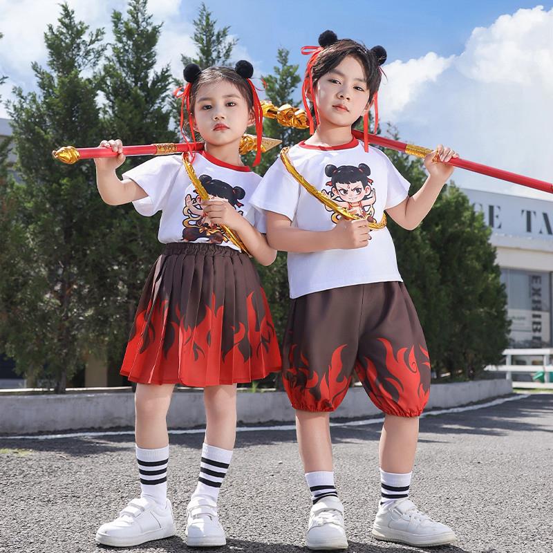 儿童服装男女童夏季套装哪吒魔童降世cos服男女宝宝兄妹套装服饰