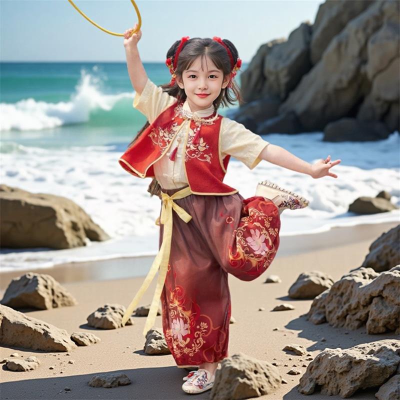 哪吒男女同款套装六一儿童演出服汉服舞蹈表演服幼儿园服装国风夏