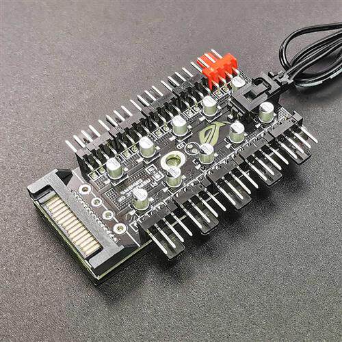 风扇集线器FANHUB电脑PWM温控调速小3/4针风扇小3/4pin控制延长线