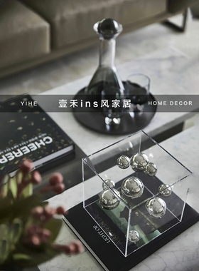 客厅茶几书籍玻璃亚克力饰品摆件