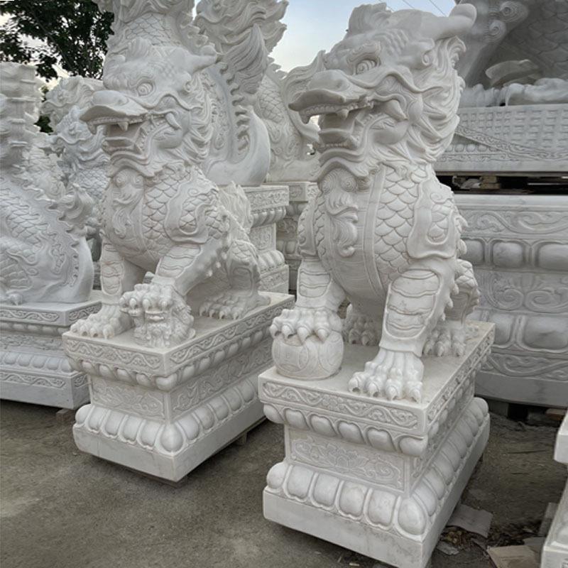 石麒麟汉雕白玉麒麟花岗岩大石貔貅一对公司酒2660店场门理口摆商
