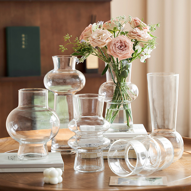 简约透明玻璃花瓶轻奢高级感水培小绿植水养鲜花客厅插花装饰摆件