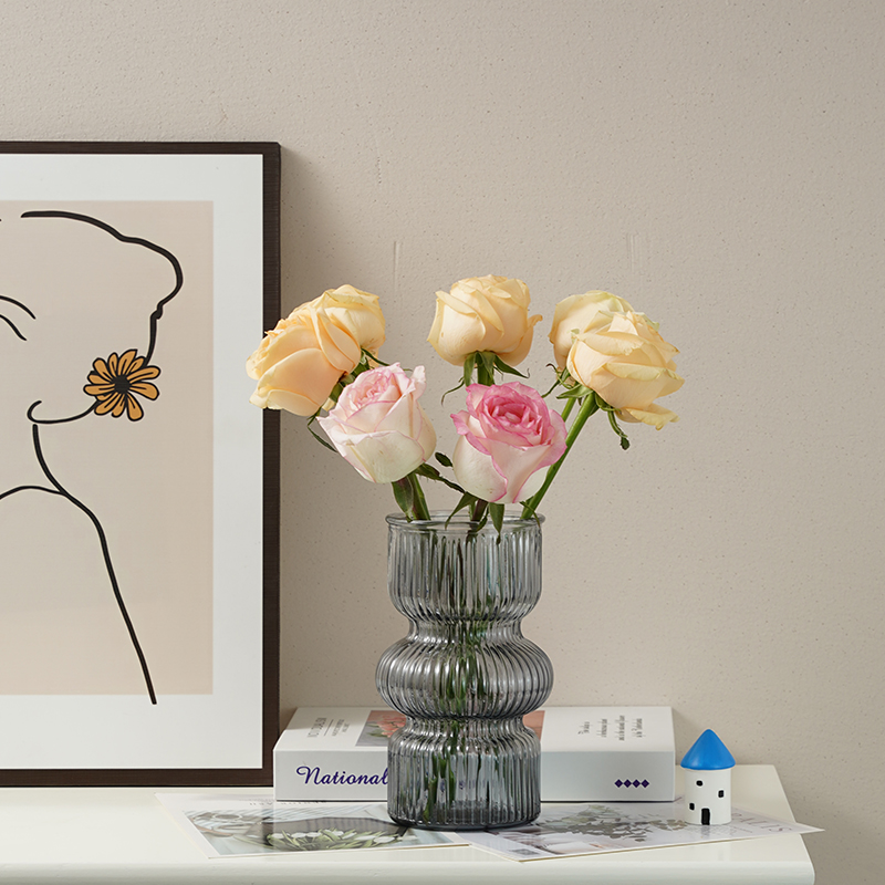 北欧创意简约花瓶玻璃客厅ins风水养插花水培植物鲜花瓶装饰摆件