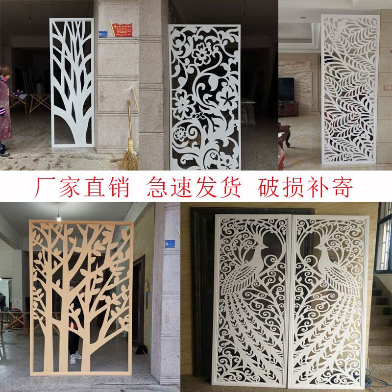 极速爆厂促客厅镂空隔断雕花屏风 欧中式木雕Q花格背景墙简约通花