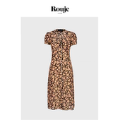 复古碎花深v小众显身材茶歇 Life连衣裙单排扣法式 现货 Rouje