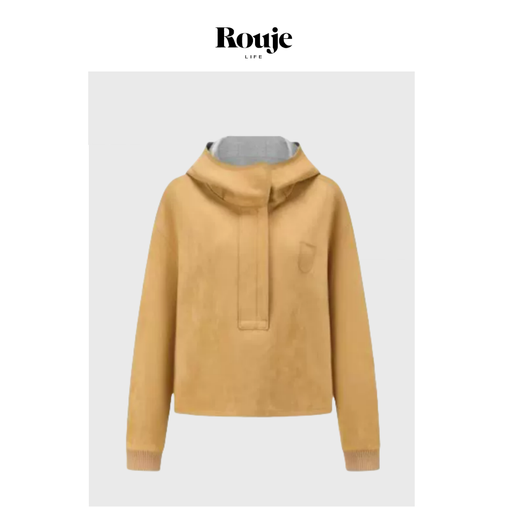 【现货】Rouje Life 日系风小廓形卫衣24秋季姜黄色做旧休闲上衣