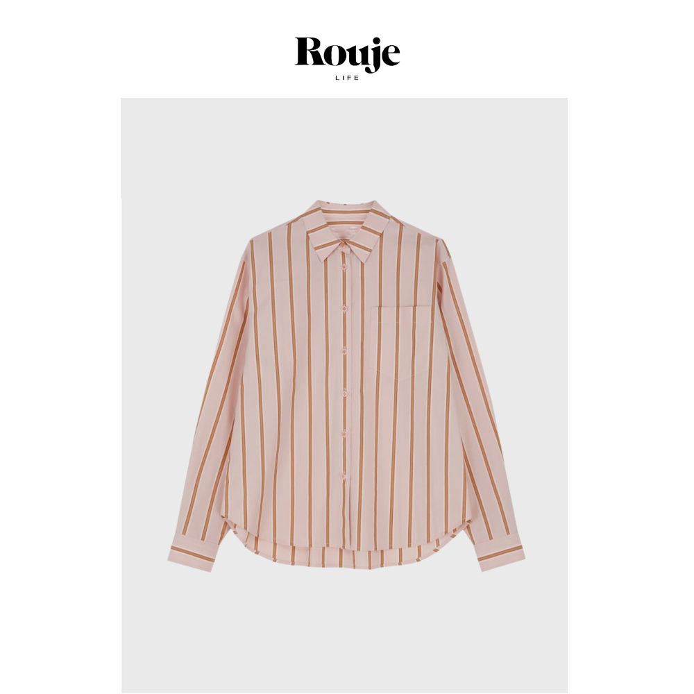 【现货】Rouje Life竖条纹衬衫女新款百搭小众设计感宽松长袖衬衣