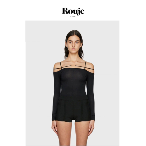 【现货】Rouje Life Jennie秦岚同款一字肩上衣露肩吊带t恤打底衫