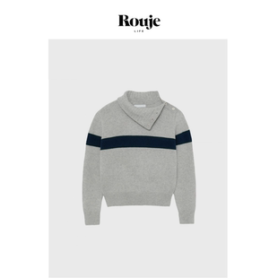 设计感条纹针织衫 Life韩系小众高领毛衣新款 Rouje 慵懒风 现货
