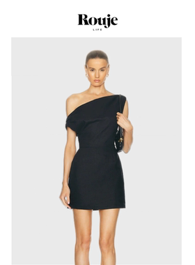 【现货】Rouje Life夏款纯色澳洲小众dissh亚麻短款连衣裙不对称