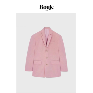 Life春秋垫肩西装 Rouje 单排扣羊毛混纺通勤外套廓形西服 现货