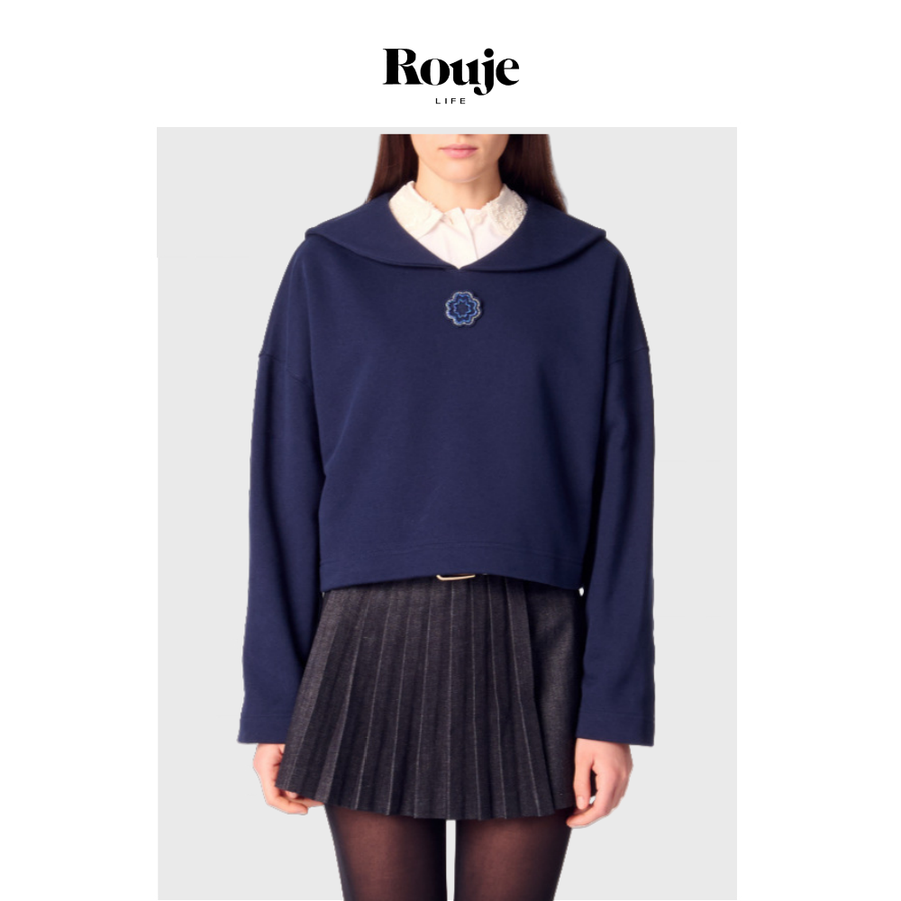 RoujeLife海军领卫衣短款上衣