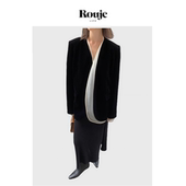 外套两件套 Life柔美轻盈薄纱内搭复古丝绒双层西装 现货 Rouje